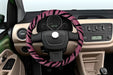 Iael Animal Print Steering Wheel Cover Pink and Black 38cm Plush 2