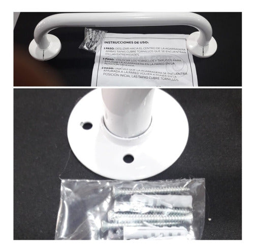 Safety Handle Bathroom White 55 cm with Fixing Elements 1