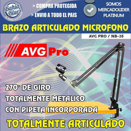 AVG PRO Articulated Microphone Support Bracket for Radio - 270° Rotatable 2