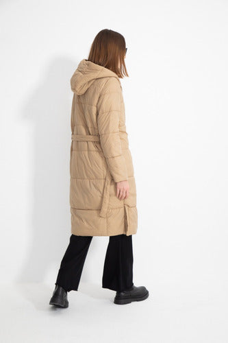 Portsaid Women's Beige Long Puffer Quilted Jacket 1