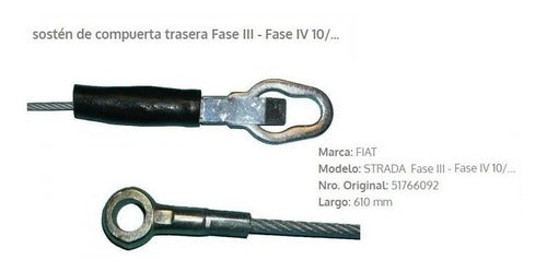 Cable Tirante Limitador Porton Tras. Fiat Strada Fase 3 Y 4 1