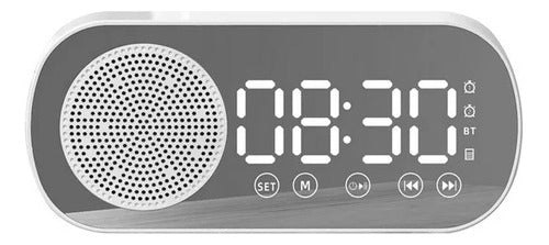 Djtiendaonline Mini Bluetooth Radio SD White Digital Alarm Clock 1