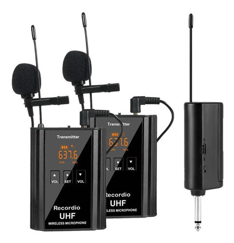 Wortec Microfono Inalambrico Lavalier Sistema Doble Uhf Profesional 0