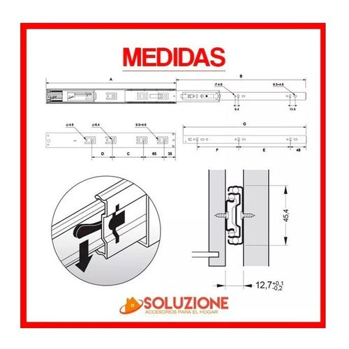 Corredera Telescopica Cierre Suave 60 Cm Placard Mueble Top 3