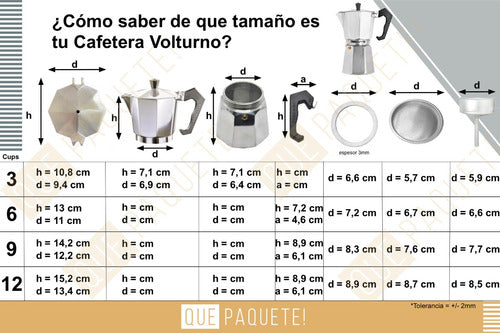 Cafetera Italiana Volturno Clásica 6 Pocillos Aluminio Moka 1