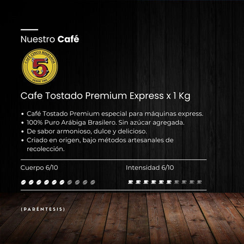 5 Hispanos Combo Café En Grano Tostado 3kg Espresso 1