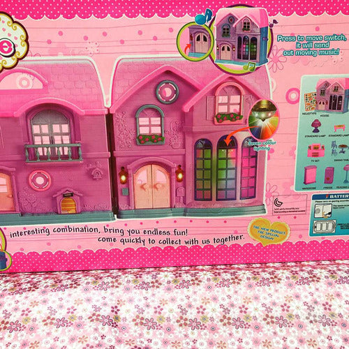 Pink House Family Medium Doll House with Lights and Sounds 4