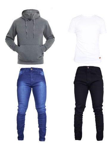 Narkisman Combo Ropa Hombre: One Plain T-Shirt, One Hoodie, and Two Jeans 0