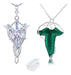 XHBTS 2 Set Lord of The Rings Elven Leaf Aragorn Arwen Evenstar Pendant Necklace with Box 0