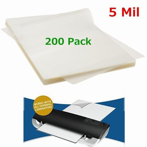 Bo 5 Mil 200 Pack Letter Size Thermal Laminating Pouches 0