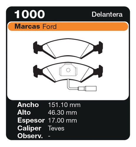 Front Brake Pads Ford Sierra XR4 - PF 1000 1