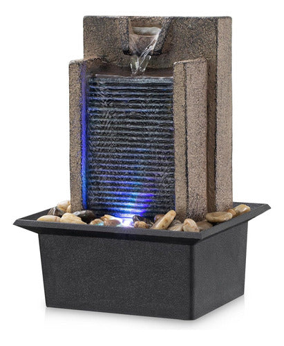 Amootek Colorful Lights River Rock Tabletop Waterfall Fountain 0