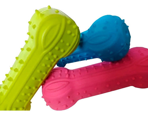 Shop Chew Bone for Pets with Squeaker and Textured Design in Various Fluorescent Colors 1