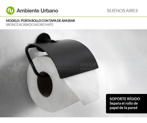 Ambiente Urbano Matte Black Bronze Wall-Mounted Toilet Paper Holder with Lid 1