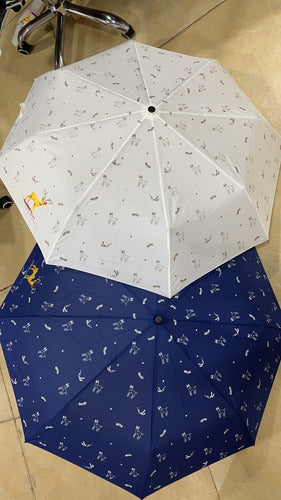 Miniso White/Blue Deer Print Umbrella 53.5cm*8 2