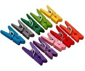 Set of 50 Wood Mini Color Clips / Souvenir 7