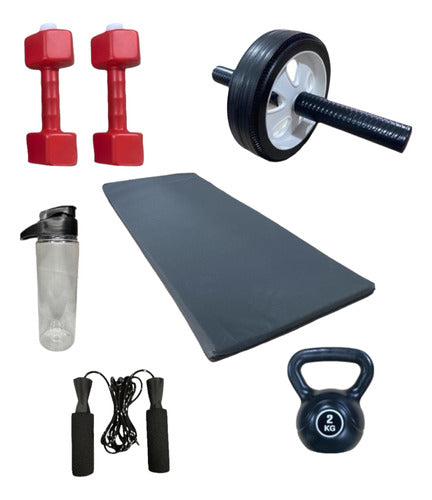 Mr Gym Training Kit: Mat, Weights, Wheel, and Jump Rope N48 0