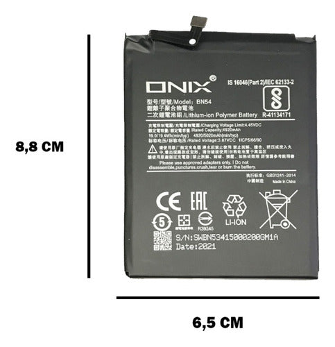 Onix Battery Replacement Compatible with Xiaomi Redmi Note 9 2