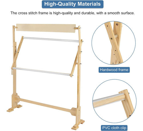 Soporte Plegable De Madera Para Bordado Con Ganchos De 360° 2