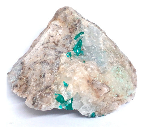 Dioptase and Calcite on Matrix - D27 - Stone 0