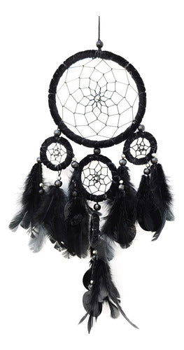 SOYUZU Small Black Dreamcatcher for Bedroom, Handmade with Feathers 0