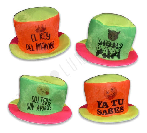 10 Fluorescent Galeras with Phrase, Fluorescent Hats 1