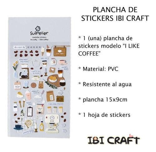 Ibico I Like Coffee PVC Sticker Sheet 15x9cm 1