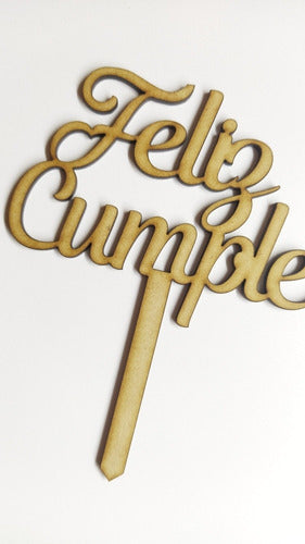 Tienda Flor Creaciones Cake Topper Feliz Cumple Fibrofacil Mdf Feli Día Torta 1