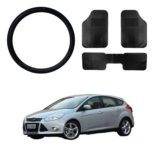 Iael Automotive Carpet Cover Kit 3 Pieces + 38 Cm Steering Wheel Cover 0