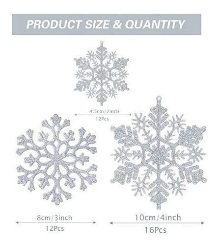 Wironlst Christmas Glitter Snowflake Ornaments, Set of 40 Plastic Silver Snowflake Decorations 1