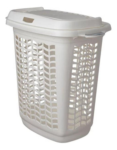 Laundry Basket with Lid Plastic Rectangular Hamper for Bathroom and Laundry Room 1