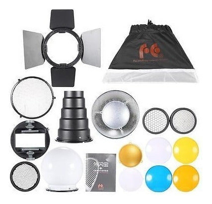 9 En 1 Flash Speedlite Kit Snoot De Softbox Grip Reflector D 1