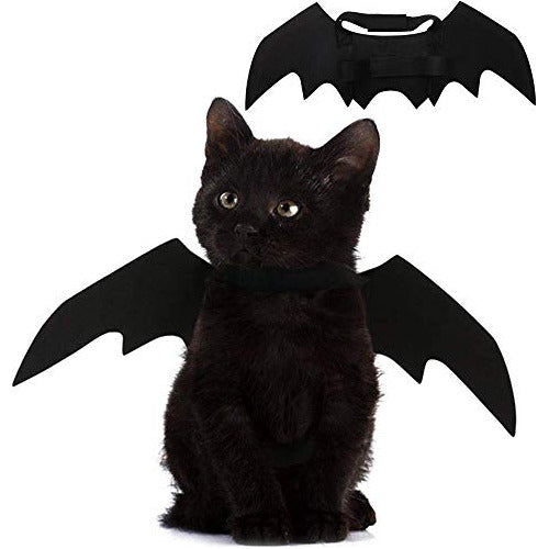 Puoyis Bat Wings Costume for Cats and Dogs Halloween Black 0