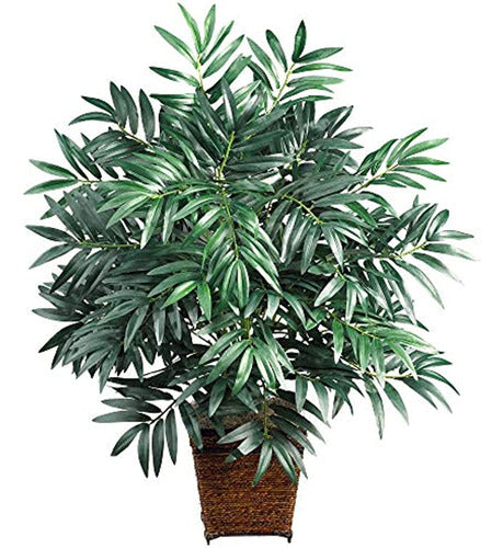 Nearly Natural 6556 Bamboo Palm with Wicker Basket Plant 0