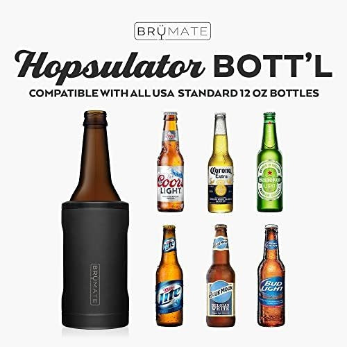 BruMate Hopsulator Bottle - Insulated Beer Bottle Cooler for 12 Oz Bottles - Steel Glitter Rose 2