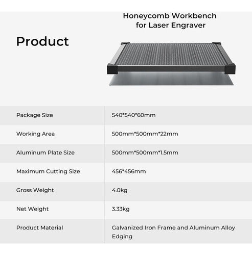 Honeycomb Creality 500x500mm Para Grabadora Laser Macrotec 7