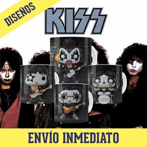 Kit  Plantillas Tazas Banda Kiss Funko Sublimación 1