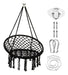 Generic Hanging Circular Hammock Chair Macrame Cotton and Black 1