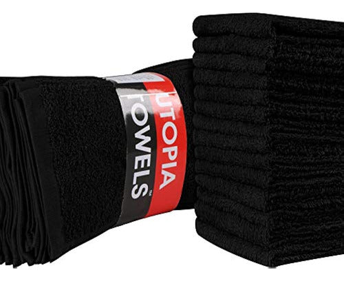 Utopia Towels Black Cotton Washcloth Set - Pack of 24 1