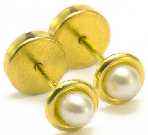 Pair of Pearl Opener Earrings 18k Gold Bezel Guarantee El Trust 1