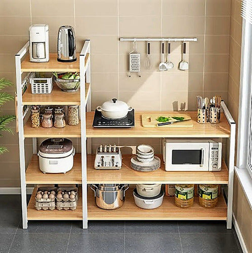 Decotech Kitchen Rack - Metal and Wood 140cm 1