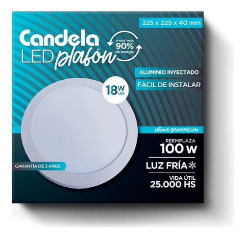 Pack of 5 Candela 18W LED Round White Cold Ceiling Panel Lights 2