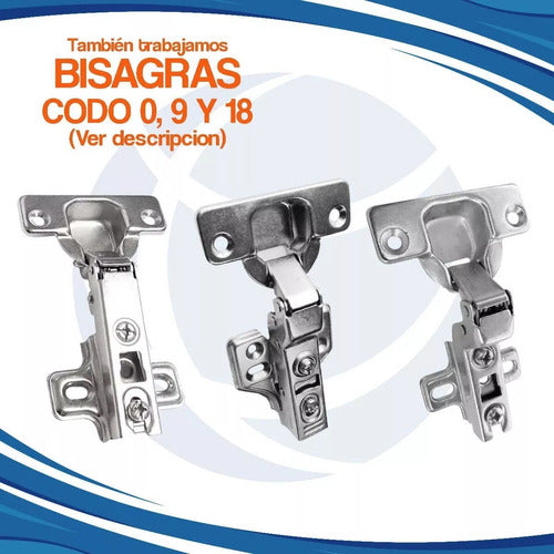 Pack 50 Bisagra Premium Codo 0 Cierre Suave Cazoleta 35mm 7