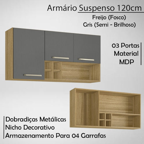 Armario Suspenso 120cm 753am Freijo Gris Ktp 2