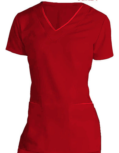 Fitted Medical Jacket with V-Neck and Spandex Trims 15