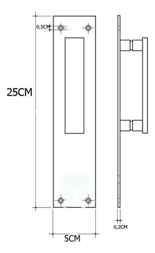 25x5cm Iron Straight Blind Handle Door 4044 1