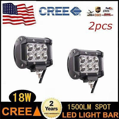 2pcs 18w Led Luz Del Trabajo Bar Punto Haz Carretera Conduci 1