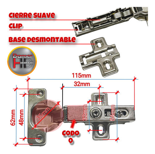 Bronzen 35mm Cup Hinge Soft Close 0 Degree Clip x 20 1