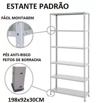 Estante De Aço-6 Bandejas-30 Cm Profundidade#branca# 1