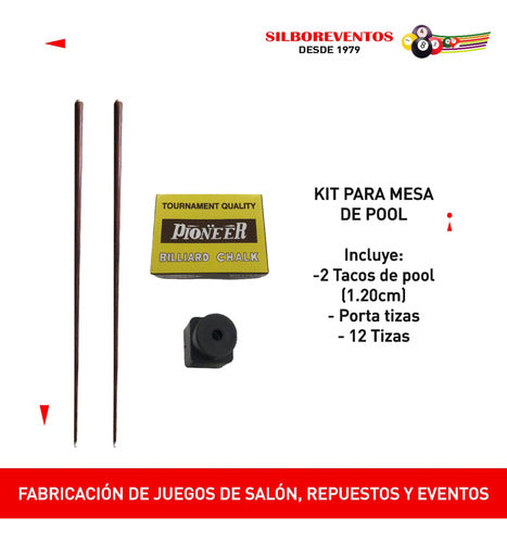 Kit 2 Tacos Pool Profesional 1.20m + Tizas X12 + Portatizas 1